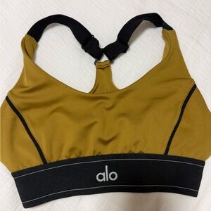 ALO Yoga Mustard Yellow Racerback Sports Bra